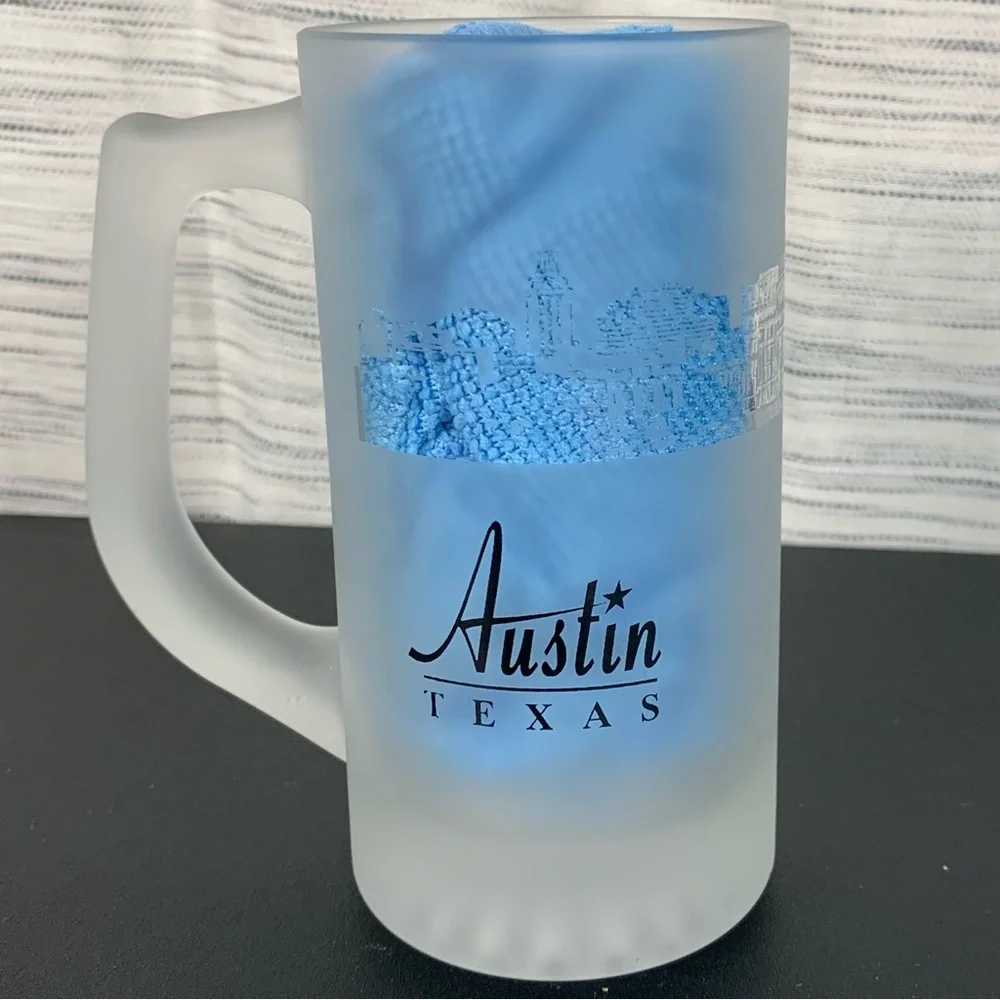 Austin, Texas souvenir frosted beer mug.